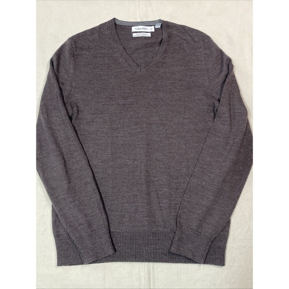 Calvin Klein Other - Calvin Klein 100% Extra Fine Merino Wool Brown Pullover V-neck Sweater Small